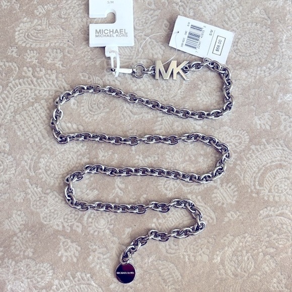 Brand New Michael Kors Silver Tone Metal Chain Belt Cinched Waist - Picture 13 of 14